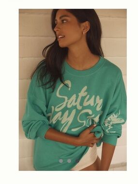 Anthropologie Teal Crewneck Sweatshirt
